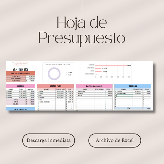 Hoja de PRESUPUESTO