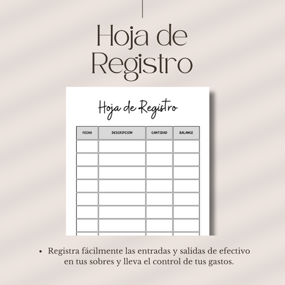 Hoja de REGISTRO