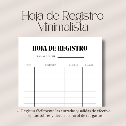 Hoja de REGISTRO MINIMALISTA