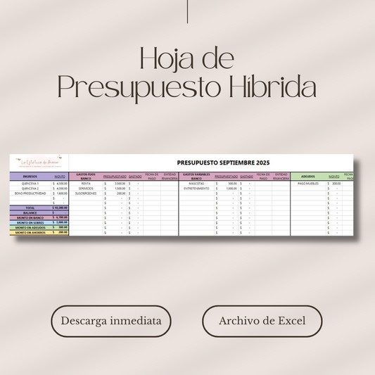 Hoja de PRESUPUESTO HÍBRIDA